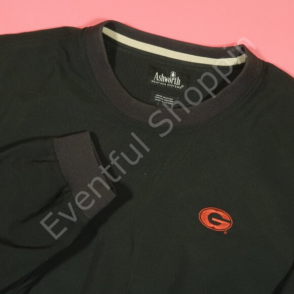 Ashworth Other - Ashworth Georgia Bulldogs Pullover Mens L Black Golf Shell Jacket Crewneck